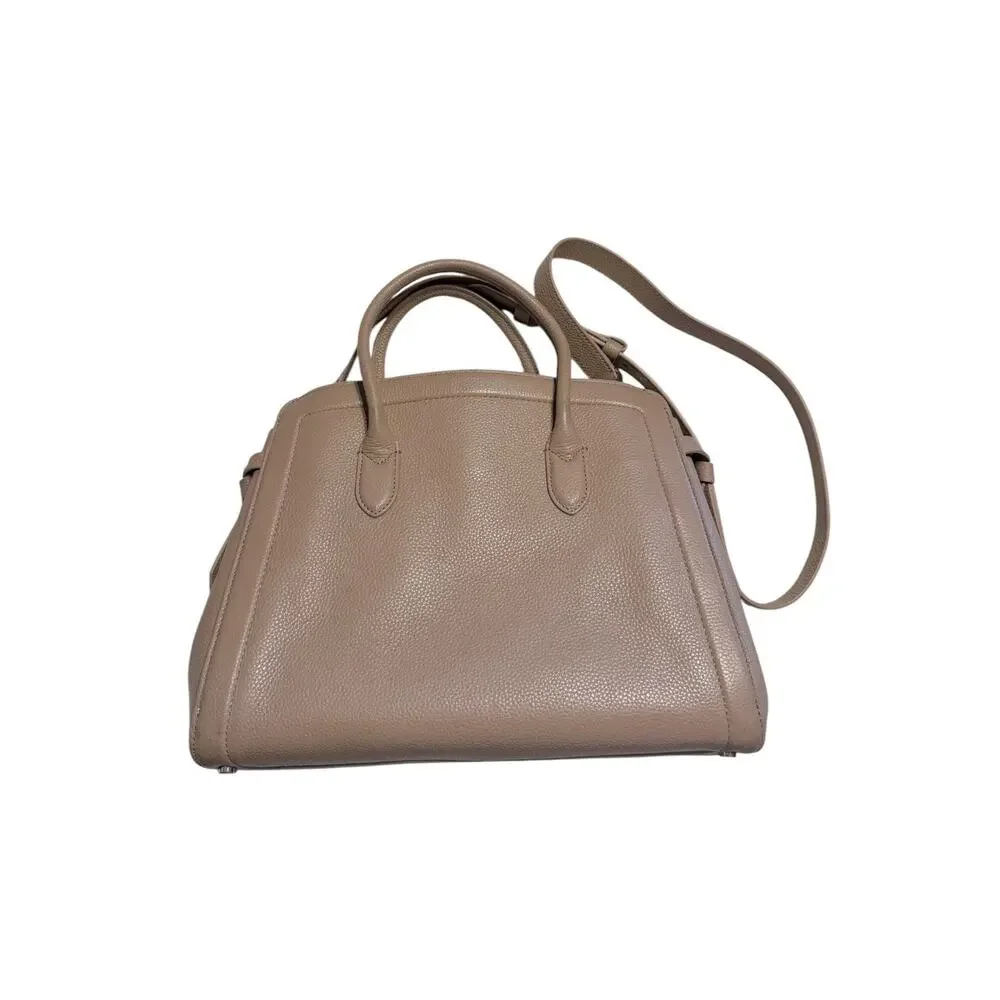 Kate Spade New York Knott Medium Satchel Taupe Pebbled Leather Crossbody Bag